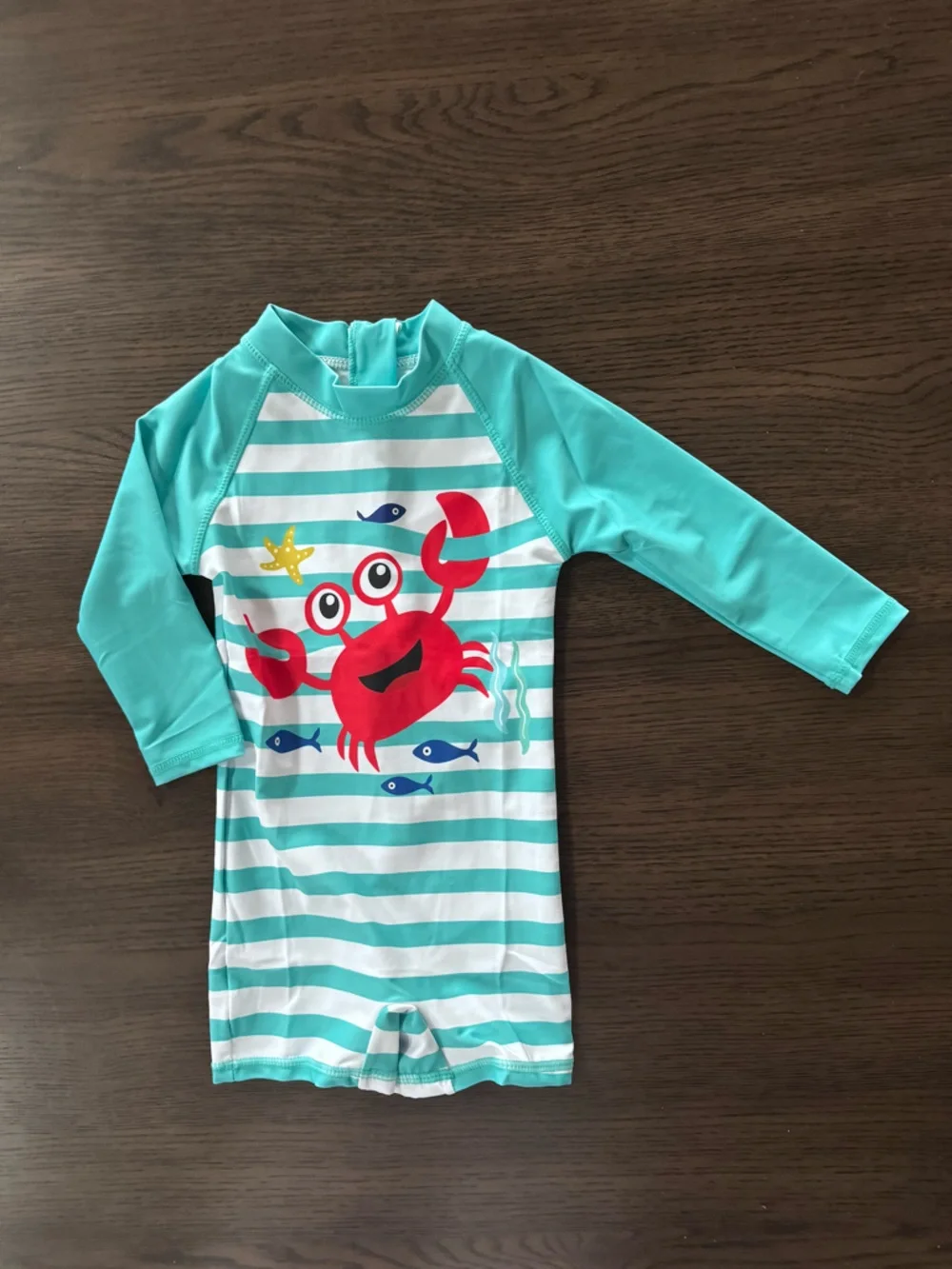 NWOT Kids' Mint Green Crab Rash Guard Swim Suit - 6-12 Months